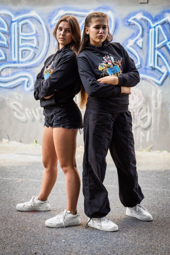 Mikina komiks modrá - Velikost: XXL