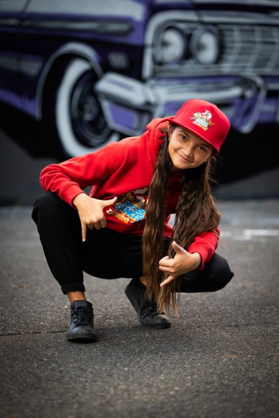 Snapback komiks červená - Velikost: UNI