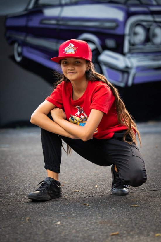 Snapback komiks červená - Velikost: UNI